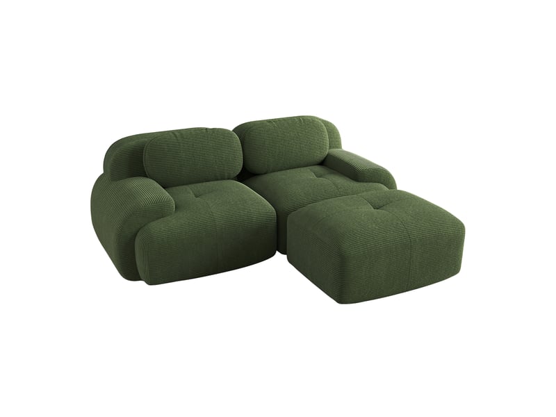 Canapé d'angle, canapé modulable, en velours tricoté, vert, livré monté, forme incurvée, sans structure - Conforama W