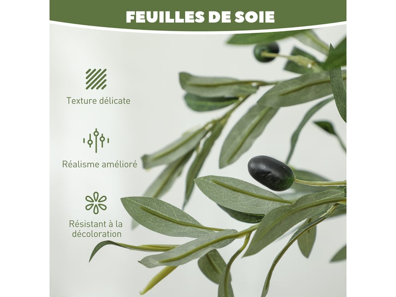  Olivier artificiel 150 cm plante artificielle intérieur, fausse plante décoration pour maison, bureau, chambre, salon  - Conforama E