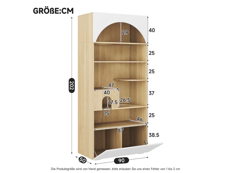  Meuble 90 x 50 x 200 cm avec niche, plateformes et espace de rangement, blanc effet bois  - Conforama C