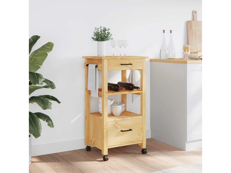  Desserte de cuisine, chariot de rangement monza 48x40x88,5 cm bois massif de pin shl46724  - Conforama C