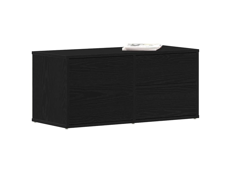  Meuble tv - banc tv - meuble de rangement 80 x 34 x 36 cm chêne noir bois d'ingénierie  - Conforama C