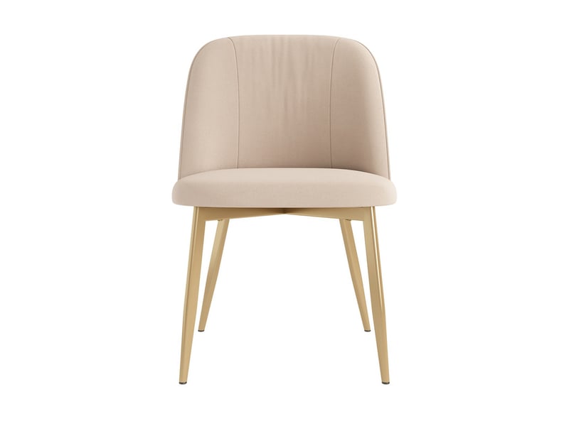  Ensemble table et chaises 6-8 pers, table extensible 140/180x70cm blanche, style épuré, 6 chaises velours beige/doré  - Conforama E
