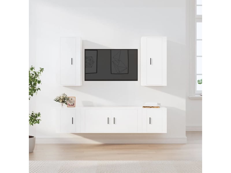  Ensemble de meubles tv 5 pcs blanc bois d'ingénierie shl34364  - Conforama B