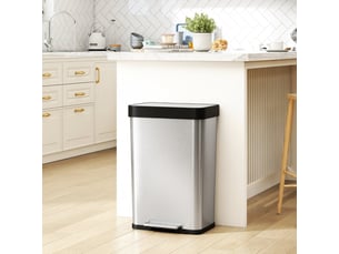 Poubelle de cuisine 60 l à pédale en acier inoxydable argentée