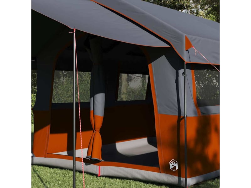  Tente de camping, tente familiale 4 personnes gris et orange  - Conforama C