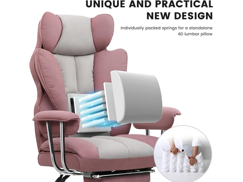 Gtplayer chaise de jeu en tissu, ergonomique, avec repose-pieds extensible, pivotante, 180 kg, rose GT200-PINK - Conforama D