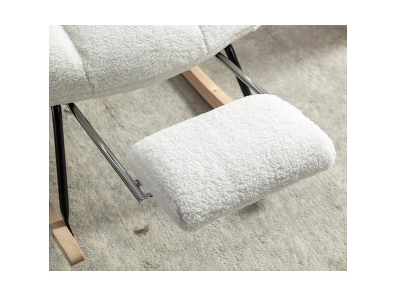  Fauteuil blanc, fauteuil d'appoint, fauteuil rembourrée, en tissu teddy tissée avec repose-pieds escamotable  - Conforama R