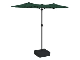Parasol de jardin double tête carré 316 x 145 cm protection uv facile à manœuvrer en polyester vert 02_0047386