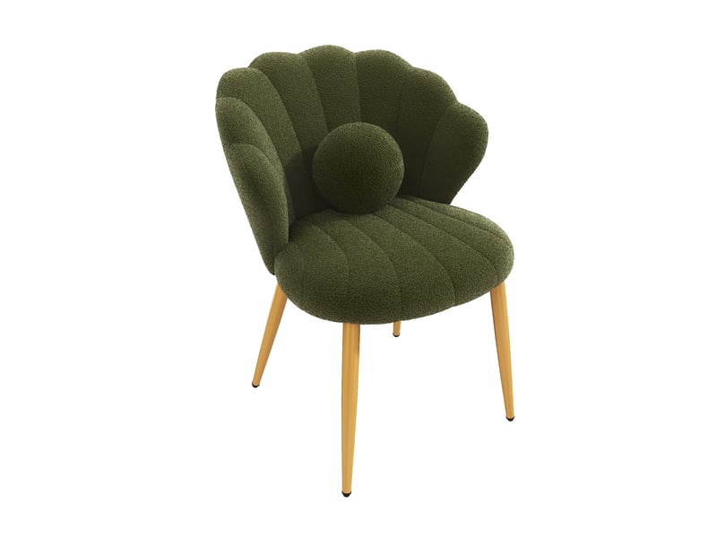  Lot de 4 chaises de salle à manger en tissu bouclette vert 60x62,5x83 cm  - Conforama E
