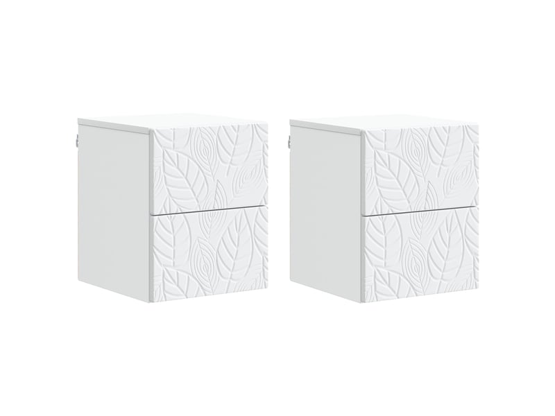 Vidaxl table de nuit murale blanche 2 pièces meuble rangement 34,5x33x40cm salon chambre bureau  - Conforama A