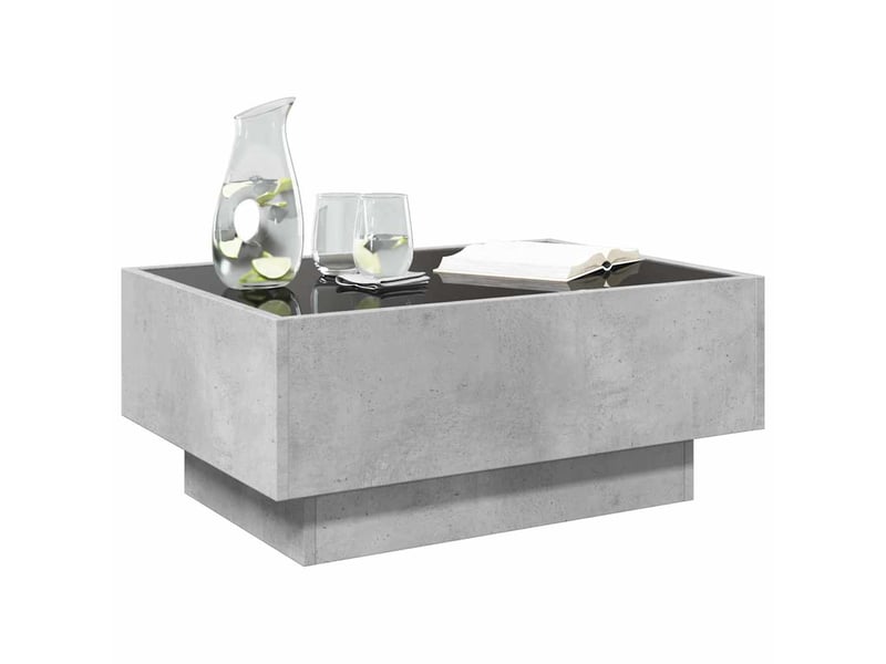 Table basse - table de salon - table à thé avec led gris béton 70x50x30 cm bois d'ingénierie - Conforama E