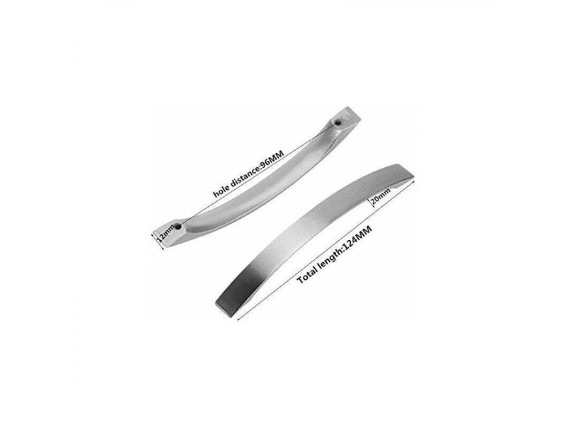  Lot de 12 poignées de cuisine chromées, en acier inoxydable, nickel brossé. Distance entre axes 96 mm. Trimec.  - Conforama B
