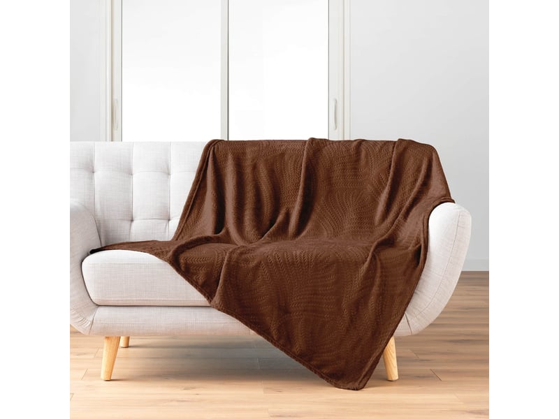  Plaid uni en flanelle nelia 125x150cm choco  - Conforama E