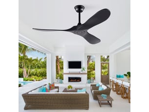 Ventilateur de plafond 132 cm silencieux cc télécommande mode étéhiver bois noir