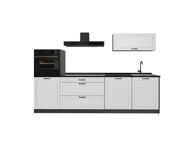  Vicco cuisine, blanc campagneanthracite, 280cm plan de travail anthracite  - Conforama A