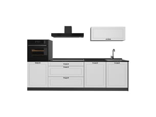 Vicco cuisine, blanc campagneanthracite, 280cm plan de travail anthracite