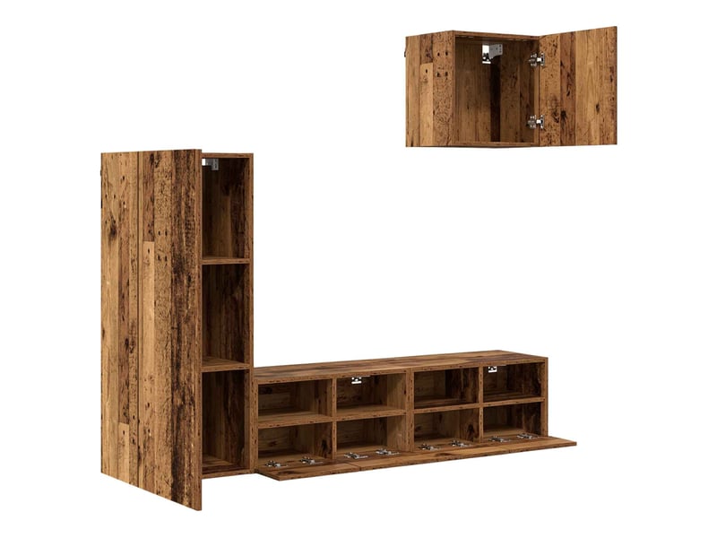  Lot de 4 meuble tv mural, meuble tv suspendu bois ancien bois d'ingénierie shl70771  - Conforama E