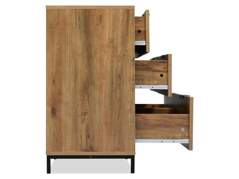  Commode 6 tiroirs - chêne foncé - design industriel - pieds réglables - 120 cm  - Conforama W