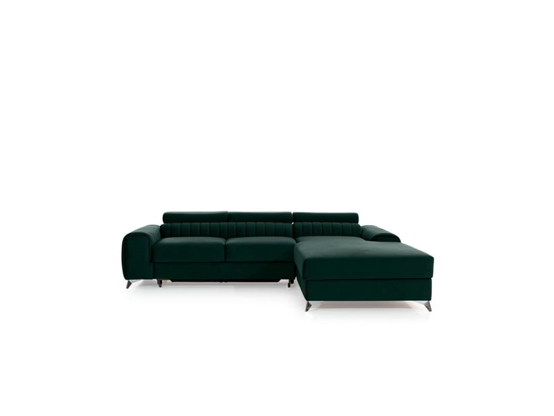  Canapé d'angle droit vert foncé convertible 3 places jayson dossier profilé  - Conforama A
