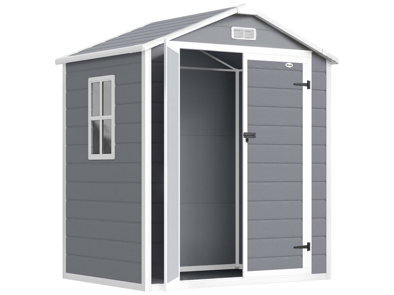 Abri de jardin en polypropylène 2,12 m² avec double porte, fenêtre et aération - Conforama B