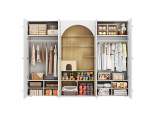 Armoire,270x50x200 cm,avec rangement et espace félin,mdf,blanche effet bois