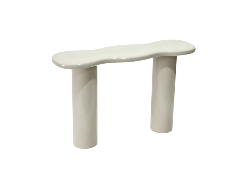  Console en mdf laquée couleur latte crémeuse brillant  - Conforama C