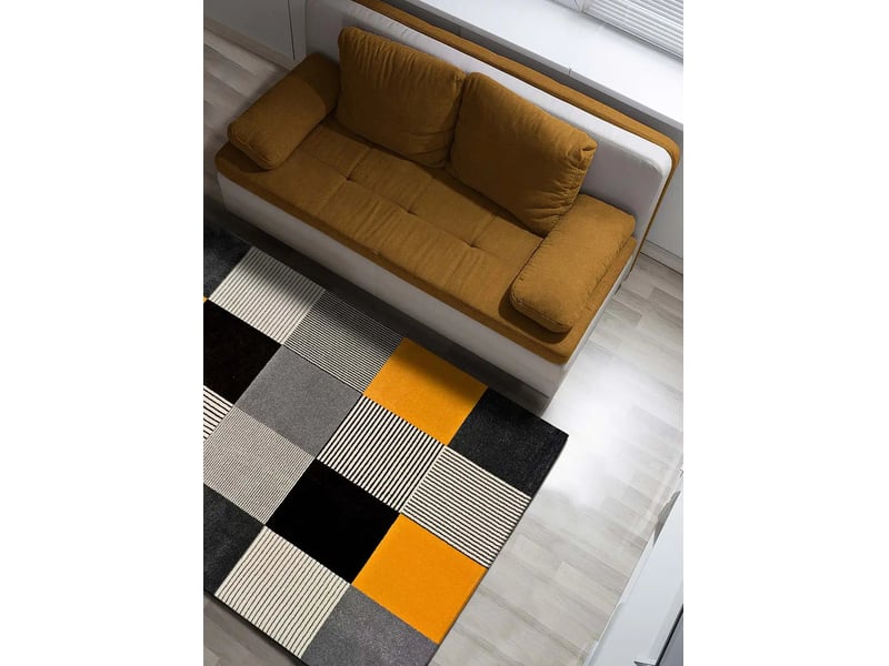  Tapis atticgo gladys gris et moutarde rectangulaire moderne - 100% polypropylène, revers jute 12139 - Conforama B