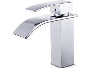Robinet de lavabo cascade galvanisé, installation sur comptoir, mitigeur monotrou eau chaude et froide