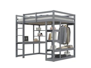 Lit mezzanine 140x200 cm WISHDOR coloris gris