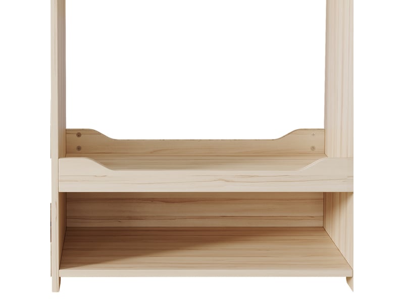  Meuble de rangement pour chambre d'enfant avec penderie, crochets, 4 étagères ouvertes et banc, en mdf naturel  - Conforama E