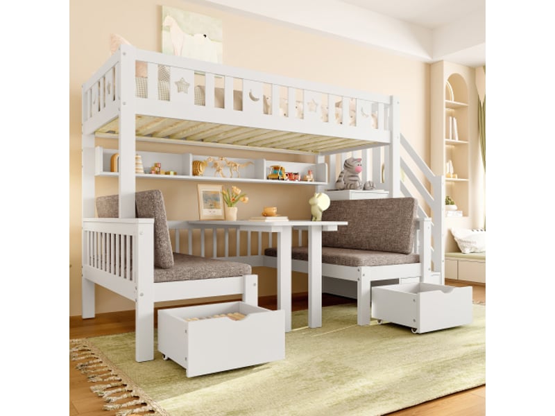  Lit mezzanine 90x200cm coloris blanc pin lit enfant blanc - Conforama D