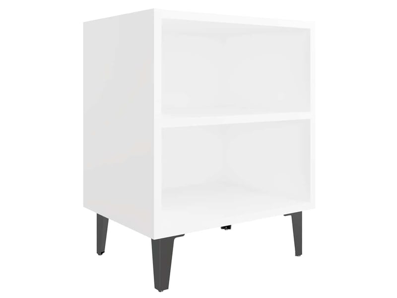  Table de chevet - cabinet de chevet - table de nuit avec pieds en métal blanc 40x30x50 cm  - Conforama A