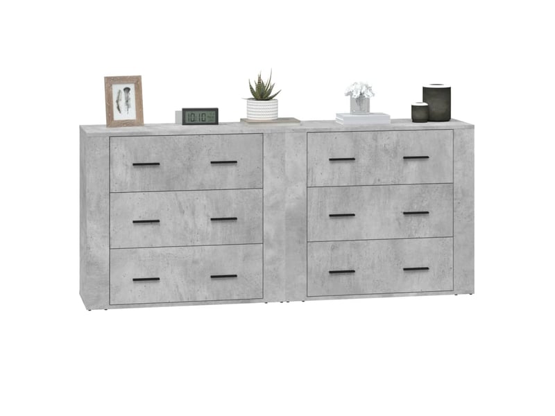  Buffets 2 pcs - bahut - meuble de rangement gris béton bois d'ingénierie  - Conforama D