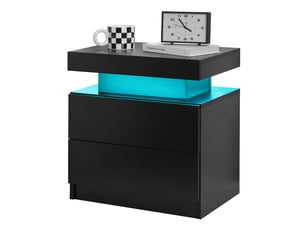 Table de chevet led 49x34,8x52,1 cm 2 tiroirs noir