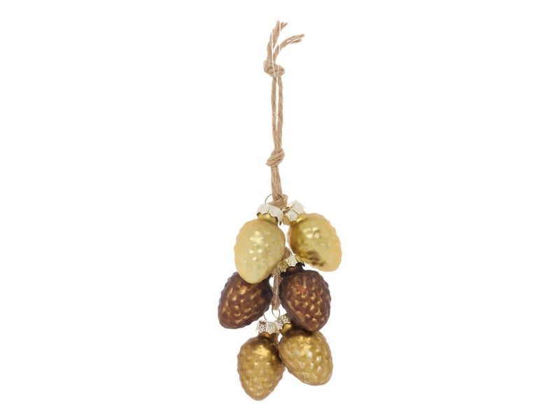  Suspension de sapin grappe de pommes de pin en verre dorée 11 cm  - Conforama A