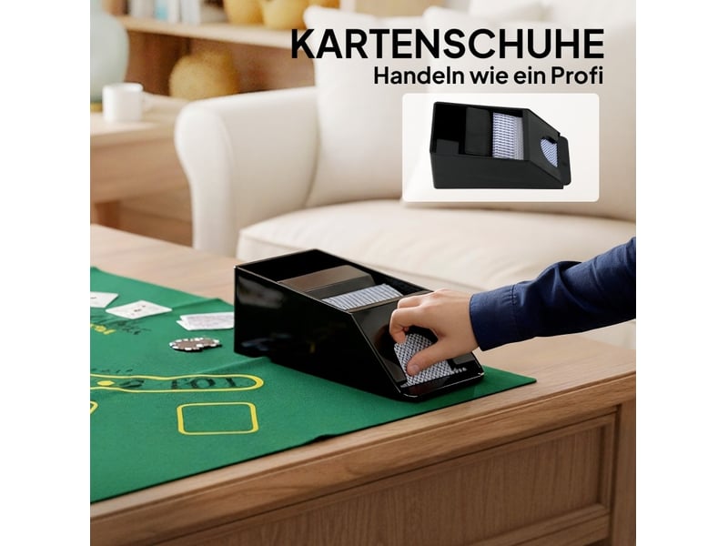  Coffret de poker 300 jetons 36 x 30 x 15 cm – argent – mélangeur manuel et accessoires pour 8 joueurs  - Conforama E