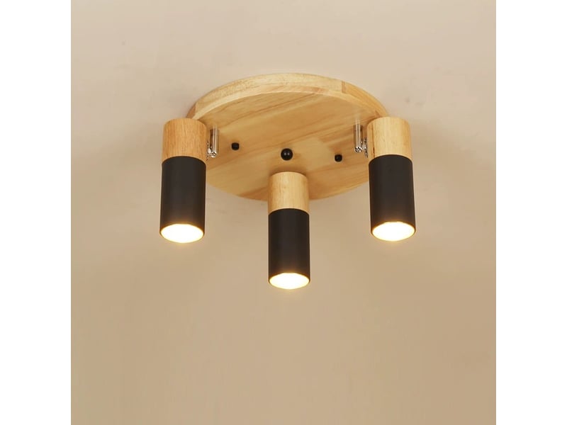  Plafonnier à intensité variable en marron bois – 3 lampes e14  - Conforama E