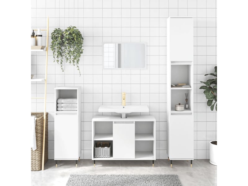  Ensemble de meubles salle de bain 3 pcs blanc bois d'ingénierie cf63941  - Conforama B