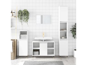 Ensemble de meubles salle de bain 3 pcs blanc bois d'ingénierie cf63941
