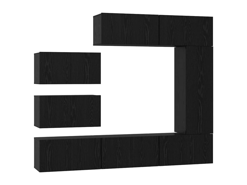  Ensemble meuble tv - banc tv - meuble de rangement 8 pcs chêne noir bois d'ingénierie  - Conforama A