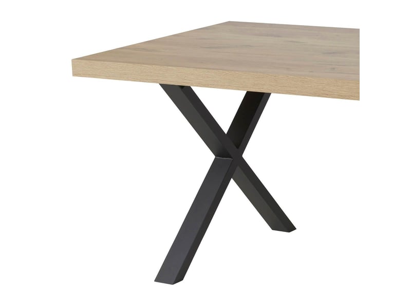  Table repas 170cm aspect chêne canyon piètement x en métal - séquence SÉQUENCE - Conforama C