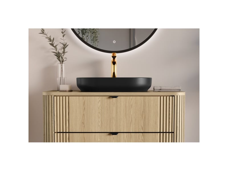 Ensemble de salle de bain kori : meuble sous vasque 100cm + plan vasque + colonne de rangement - Conforama D