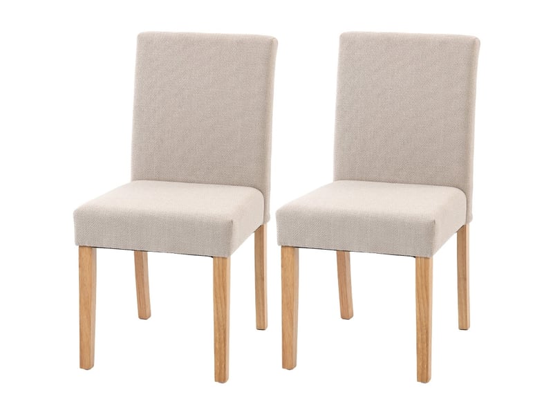  Chaise de salle à manger aubiois rembourrée tissu effet lin crème blanc  - Conforama A
