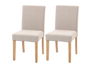 Chaise de salle à manger aubiois rembourrée tissu effet lin crème blanc