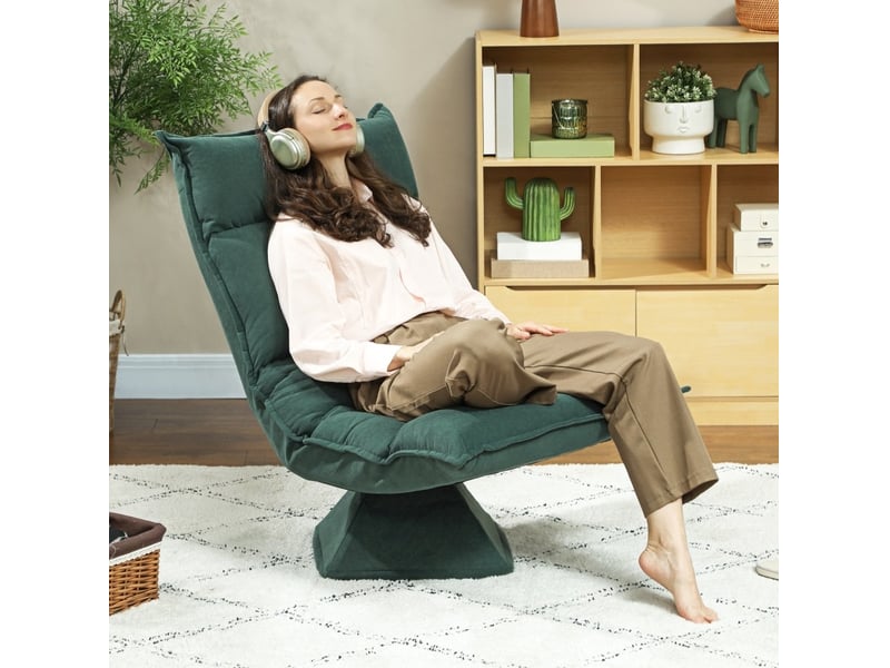  Fauteuil de sol pivotant 70x62x95 cm dossier réglable vert  - Conforama B