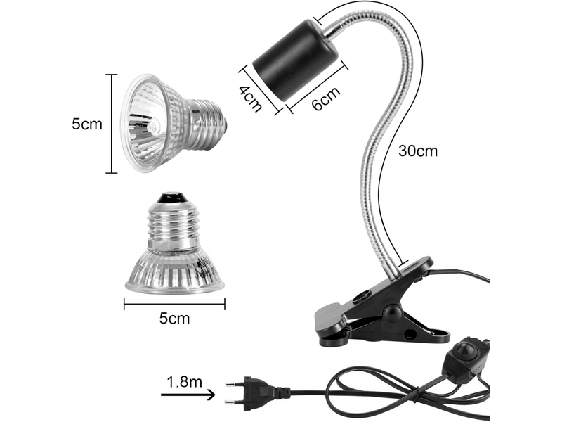 Kit de lampe chauffante pour reptiles uva uvb – ampoules de 25 w et 50 w – rotation de 360°, idéal pour les tortues, les lézards - Conforama B
