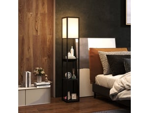 Lampadaire 26x26x159 cm 3 compartiments mdf noir