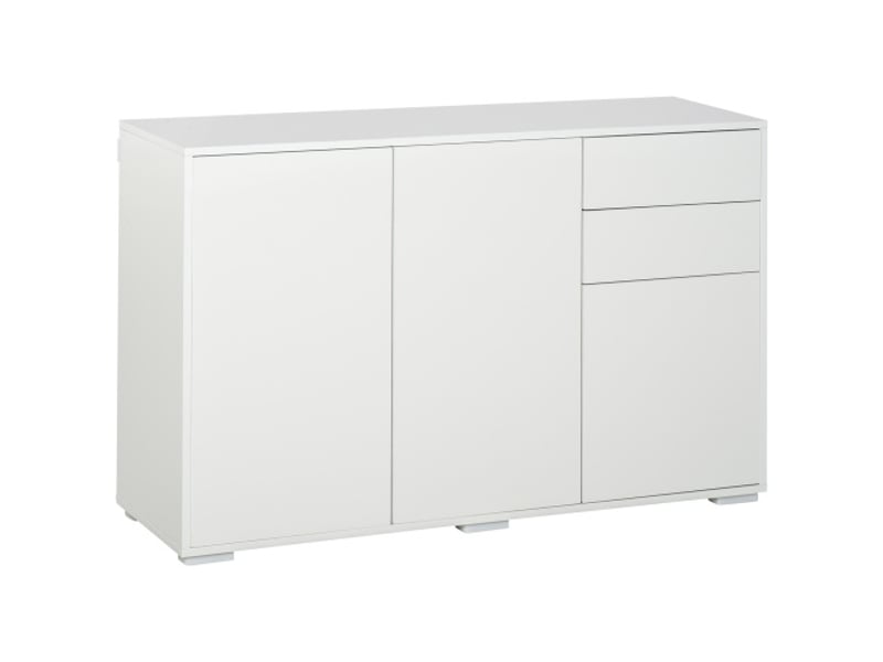  Buffet blanc – 2 tiroirs, 3 portes – armoire de rangement pour dossiers, 117x36x74 cm  - Conforama A