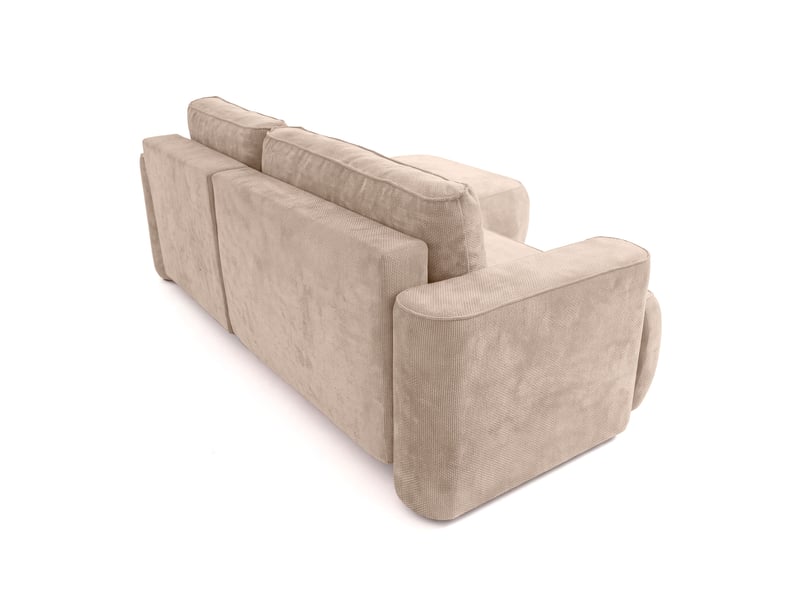 Canapé d'angle moon mini avec fonction couchage, tissu flow, côté droit, beige (02)  - Conforama D