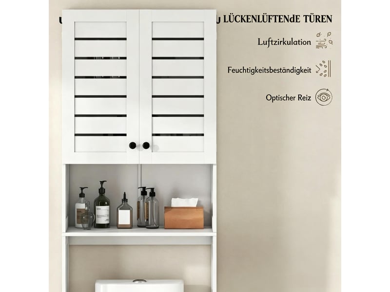  Meuble gain de place au-dessus de la machine à laver ou des toilettes, avec 2 portes et panneau opaque.  - Conforama D